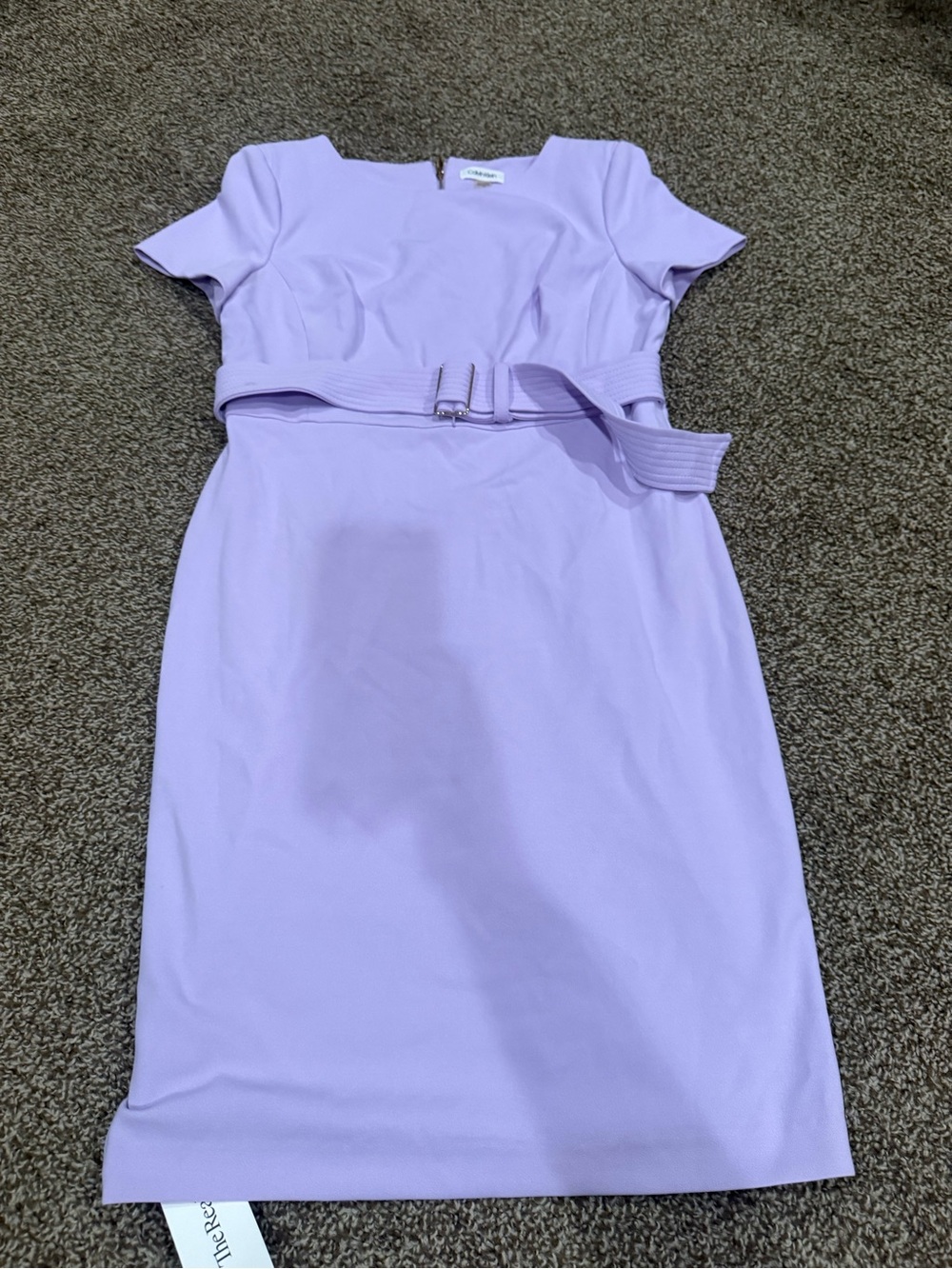 Calvin Klein Lavender Belted Sheath Dress
